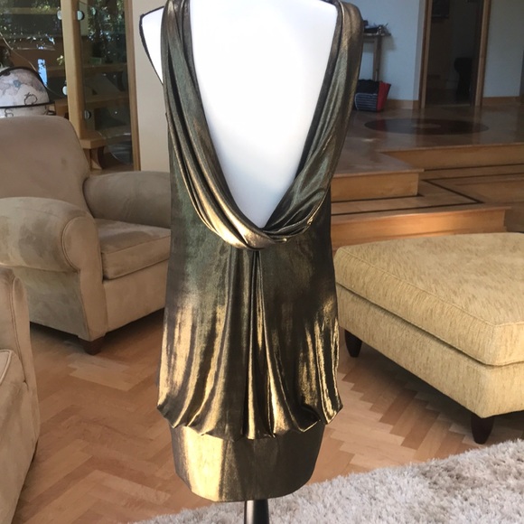 ⚜️ ABS -Allen Schwartz. SEXY HOT Gold lamé DRAPED & simply STUNNING !⚜️ - Picture 4 of 15